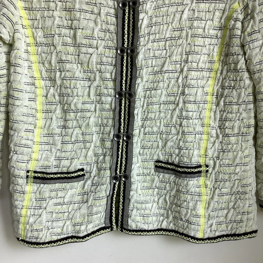 Aldo Martins Cardigan Sweater Womens Size 6 Yellow Black Lightweight Academia
